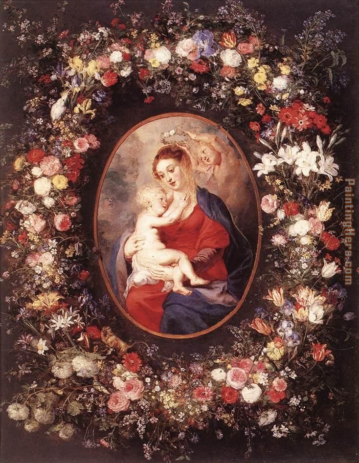 The Virgin and Child in a Garland of Flower painting - Peter Paul Rubens The Virgin and Child in a Garland of Flower art painting